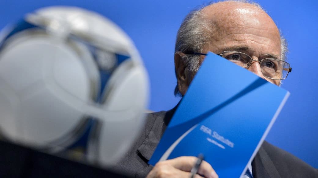 O presidente da Fifa, Joseph Blatter, em entrevista coletiva na sede da entidade, em Zurique (Suíça)