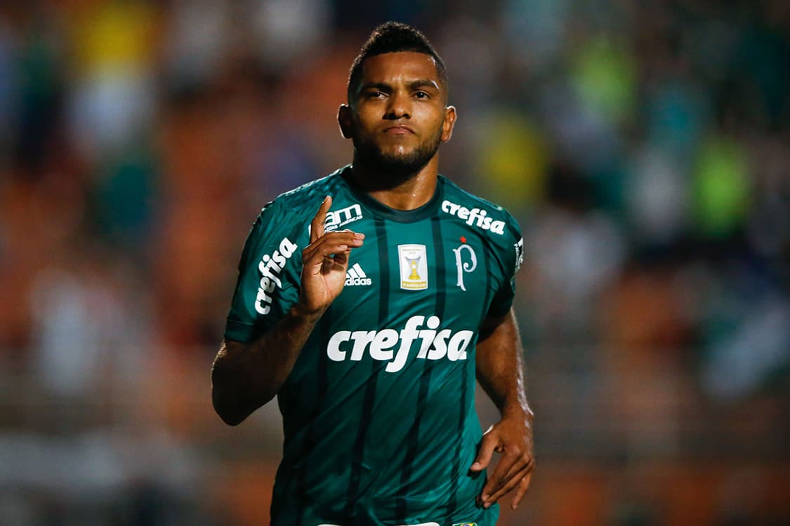 Borja comemora após marcar o segundo gol do Palmeiras contra a Ponte Preta, no Pacaembu