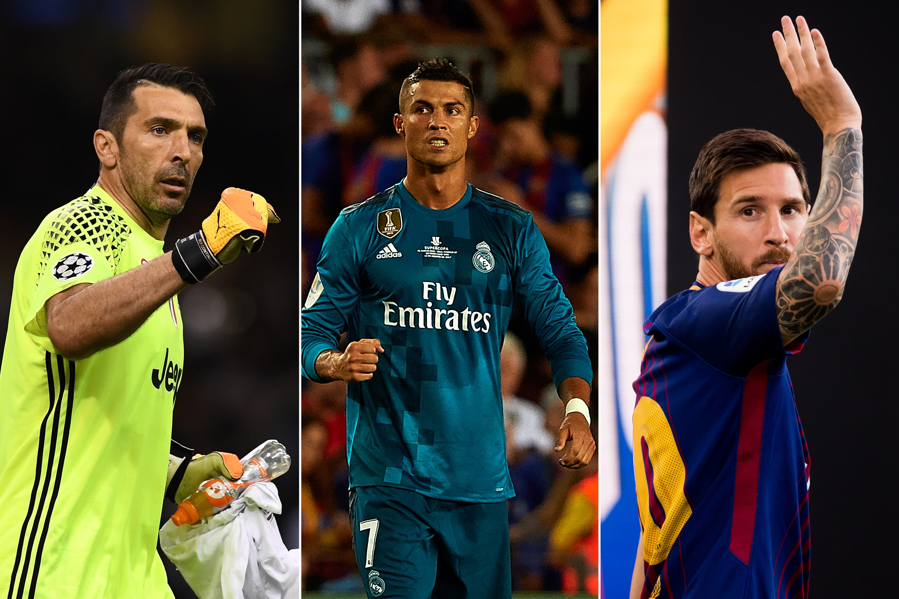 Buffon, Cristiano Ronaldo e Messi