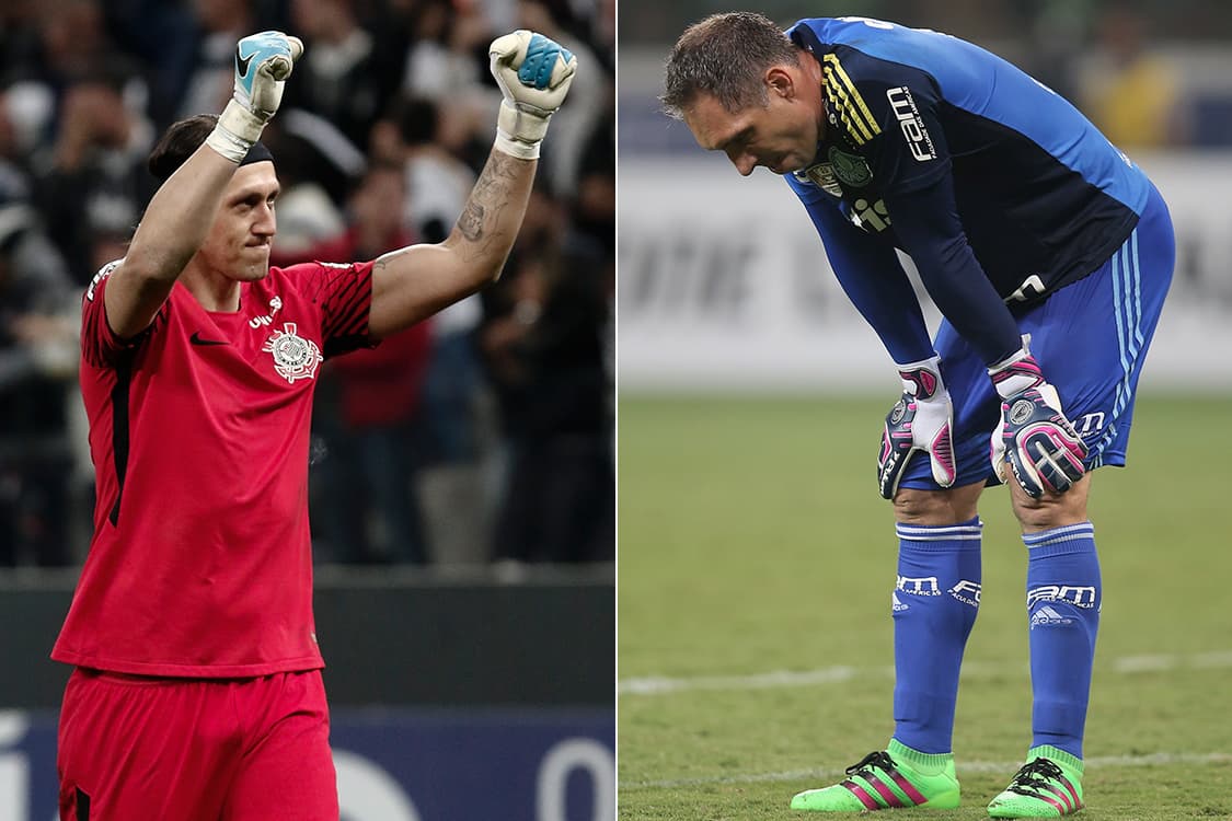 Goleiro Cássio, do Corinthians, e Fernando Prass, do Palmeiras
