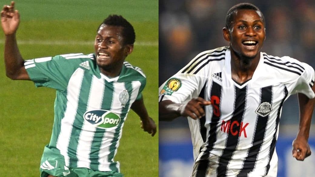 Deo Kanda com as camisas do Raja e do Mazembe