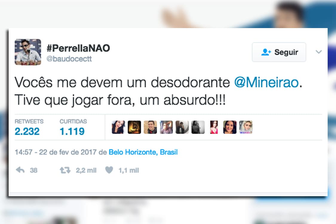 Torcedor cobra o desodorante do estádio Mineirão