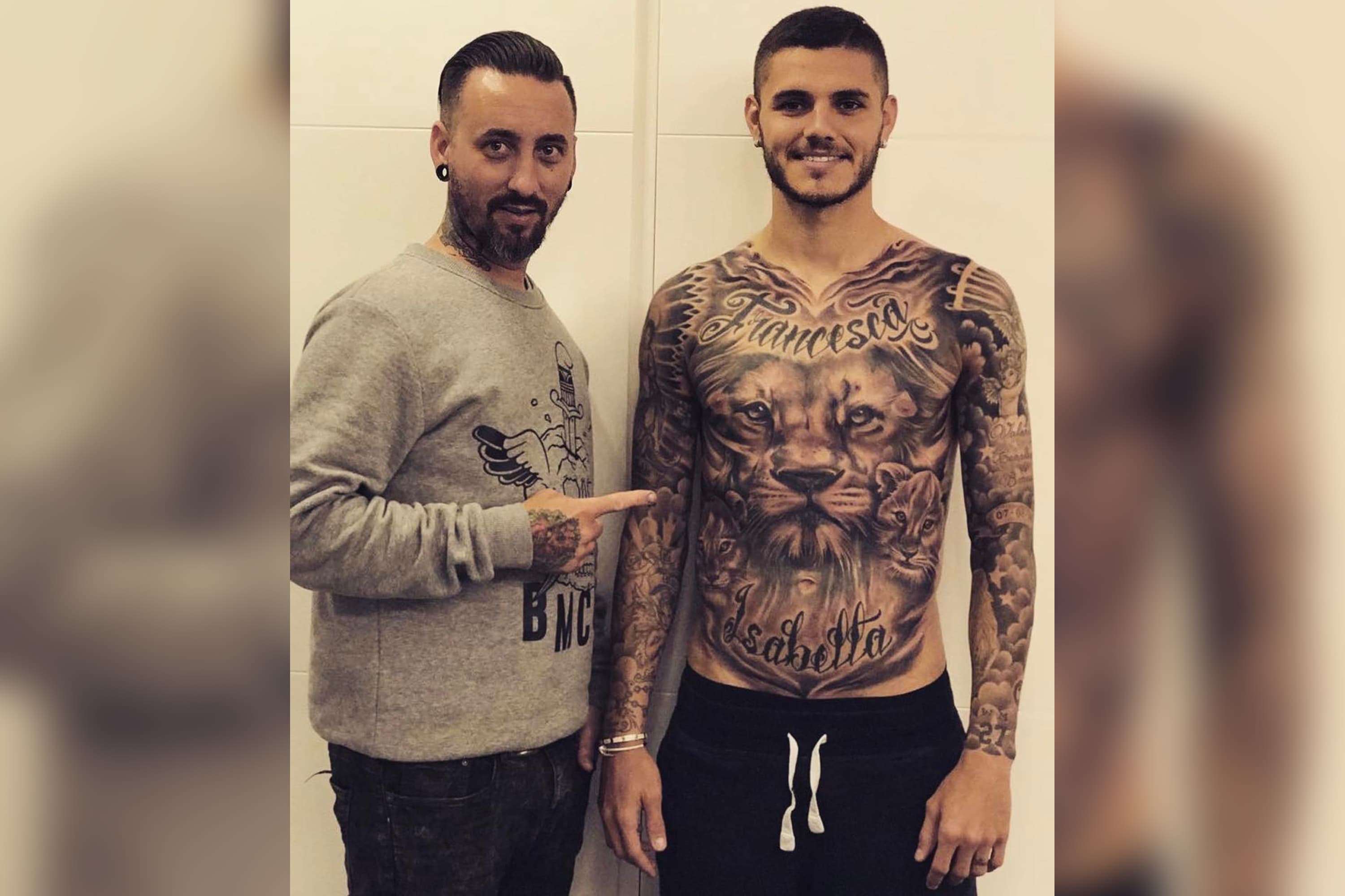 Mauro Icardi exibe coleção de tatuagens