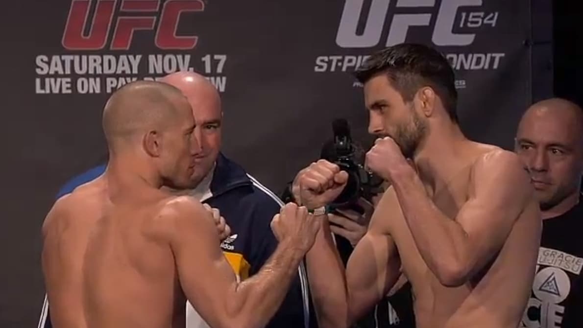 Georges Saint-Pierre e Carlos Condit na pesagem