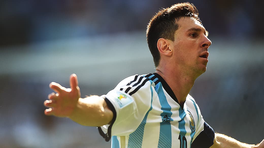 Messi comemora gol da Argentina no Mineirão, em Belo Horizonte