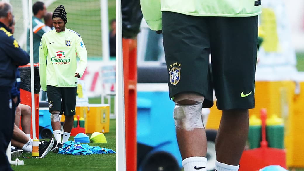 Neymar durante treino do Brasil na Granja Comary