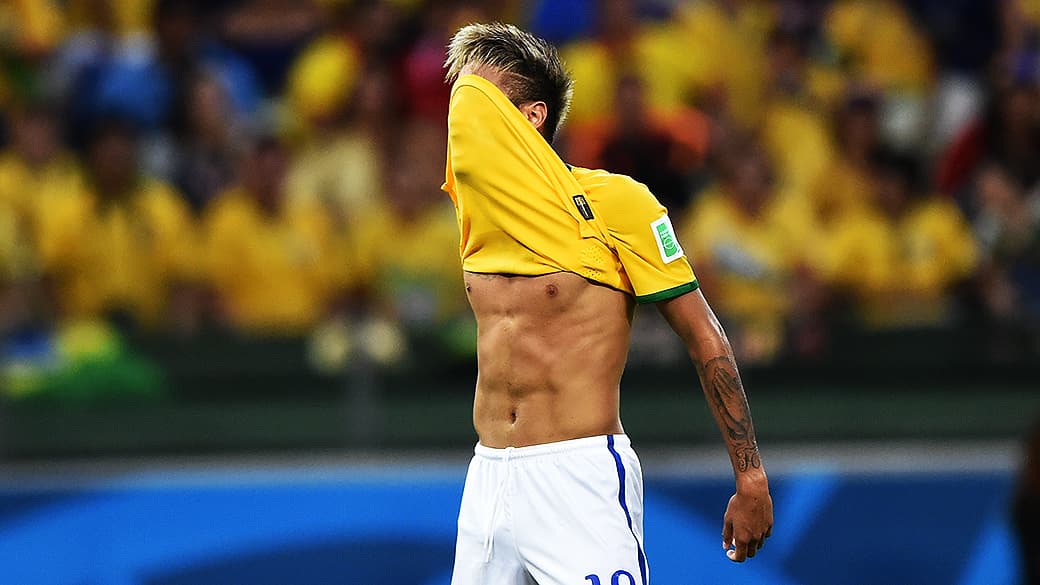Neymar durante jogo contra a Colômbia no Castelão, em Fortaleza