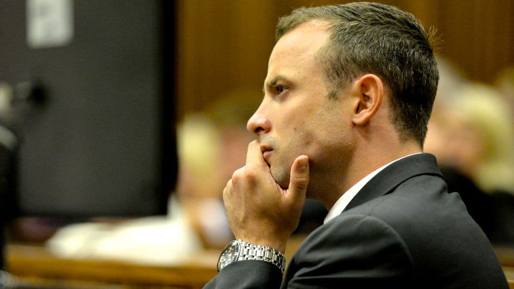 Oscar Pistorius no primeiro dia de seu julgamento, em Pretória