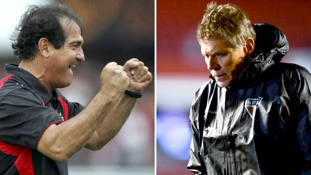 Novo técnico do São Paulo, Muricy Ramalho, e Paulo Autuori, demitido após dezessete jogos