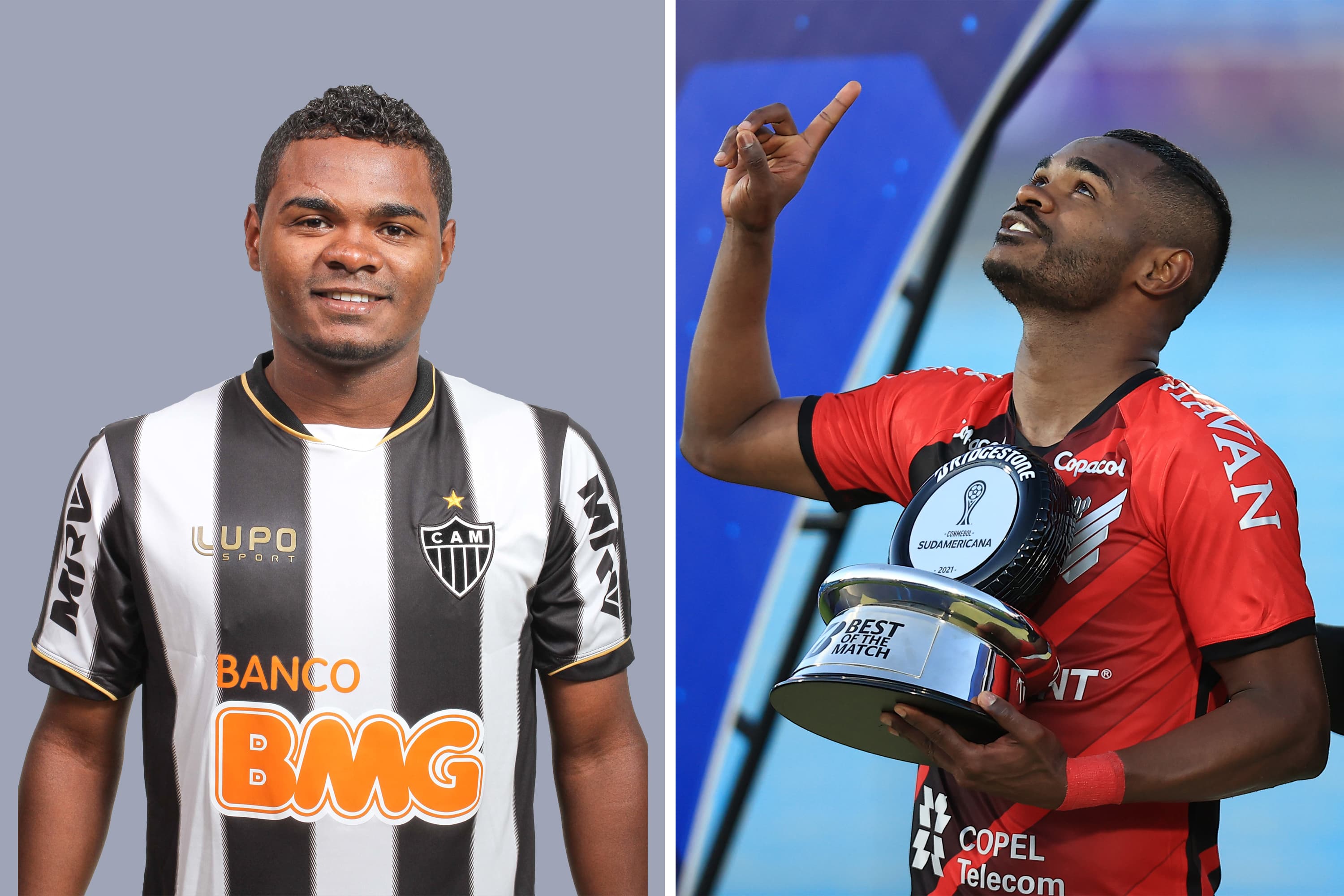 Nikão em fases distintas da carreira: pelo Atlético-MG e pelo Athletico-PR -