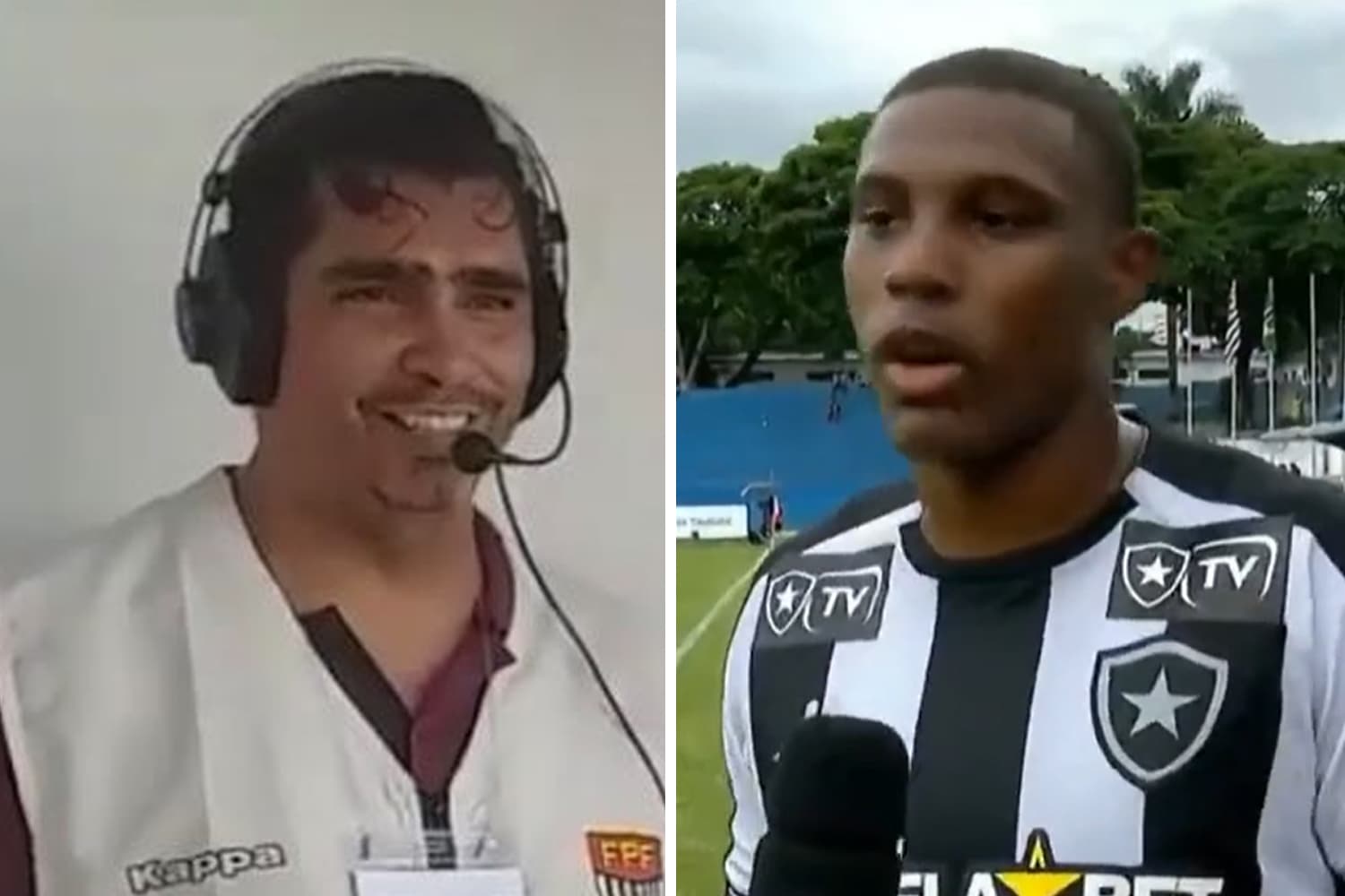 Evandro Cardoso, o narrador sonoplasta, e Gabriel Tigrão, destaque do Botafogo -
