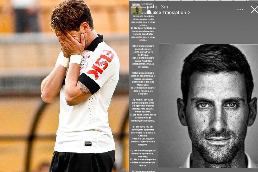 Alexandre Pato apagou postagem sobre Djokovic