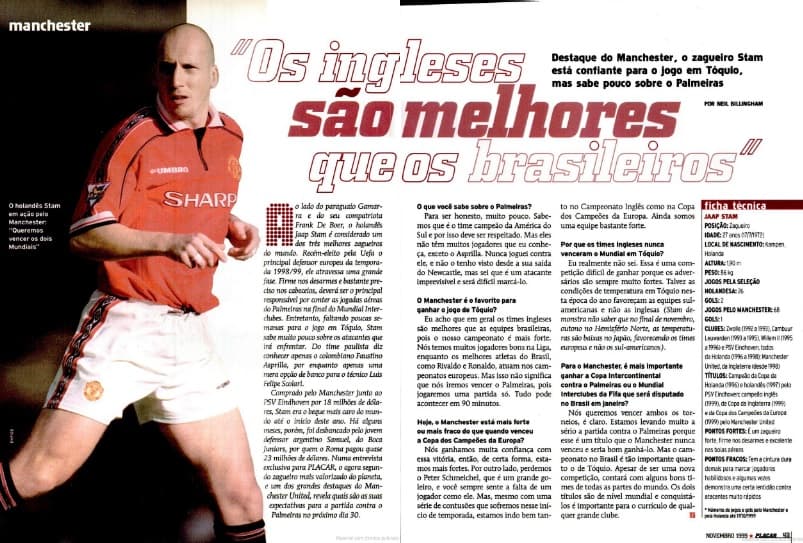 Stam, do United, analisa o Mundial de 1999 -
