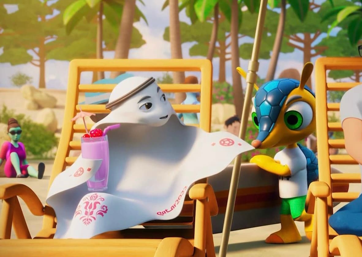 La'eeb e Fuleco foram atrações do vídeo que apresentou mascote da Copa de 2022 -