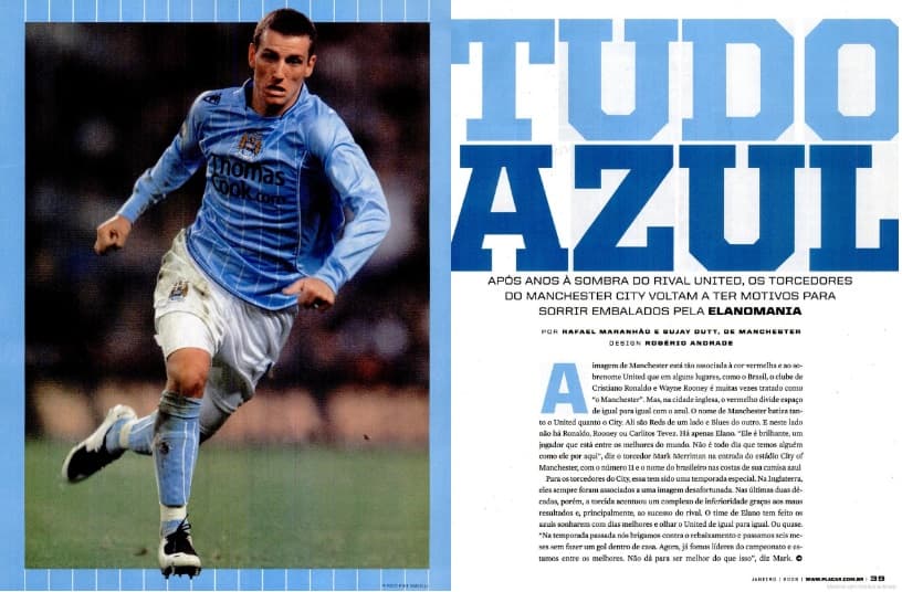 Com Elano em destaque, matéria de 2008 de PLACAR destacou nova fase do Manchester City