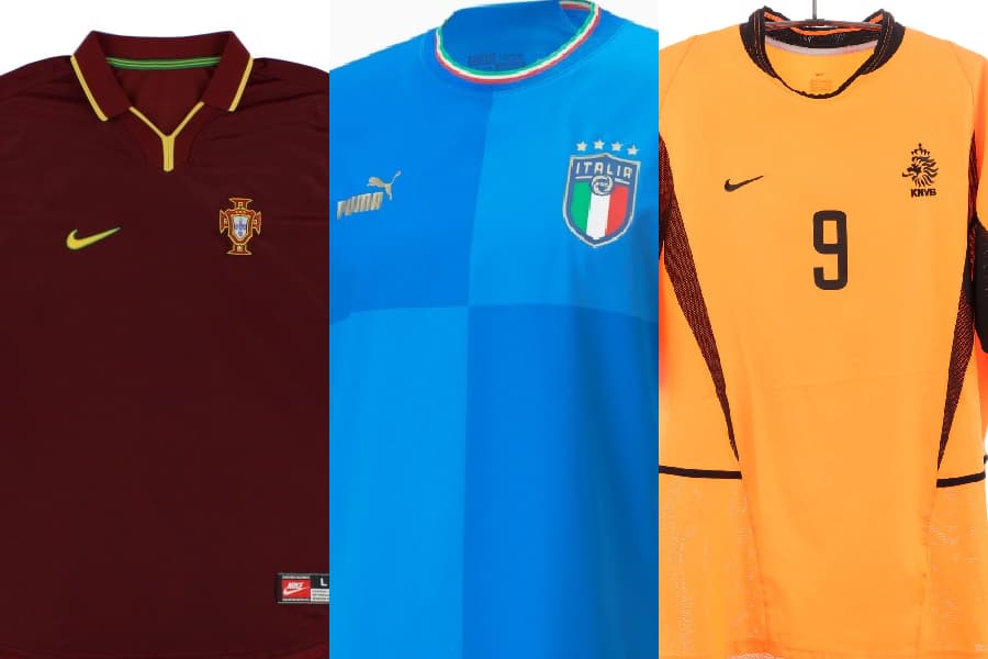 Camisas de Portugal 1998, Itália 2022 e Holanda 2002