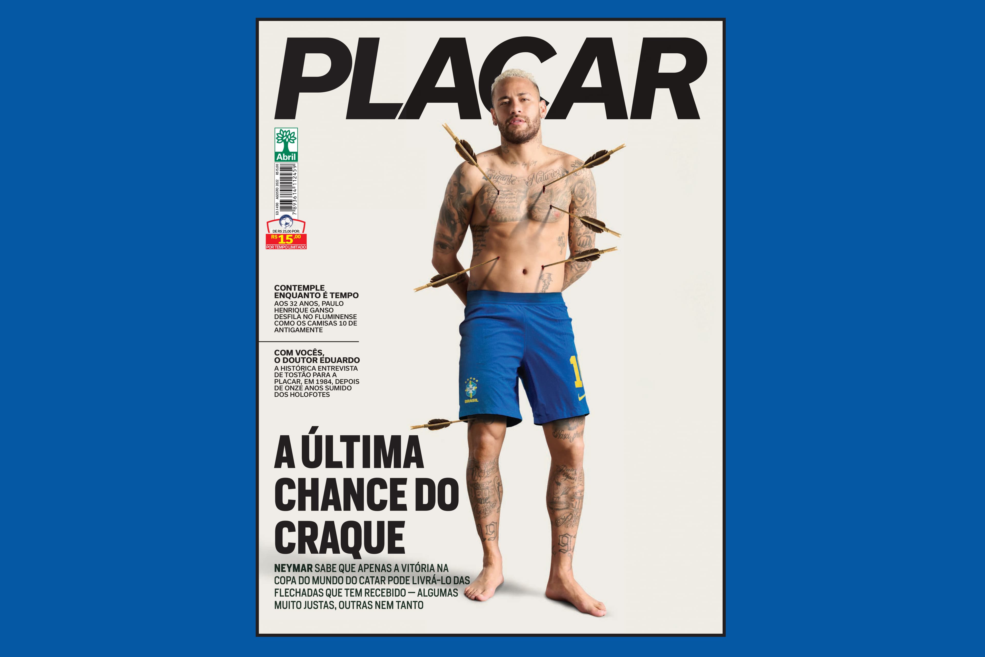 Capa da revista Placar na edição de agosto -