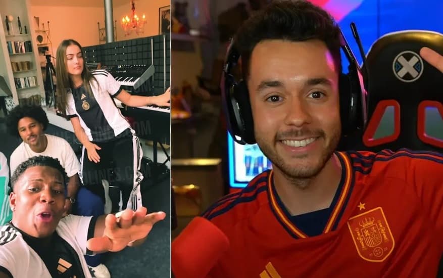 Nas redes: rapper e streamer exibiram camisas de Alemanha e Espanha