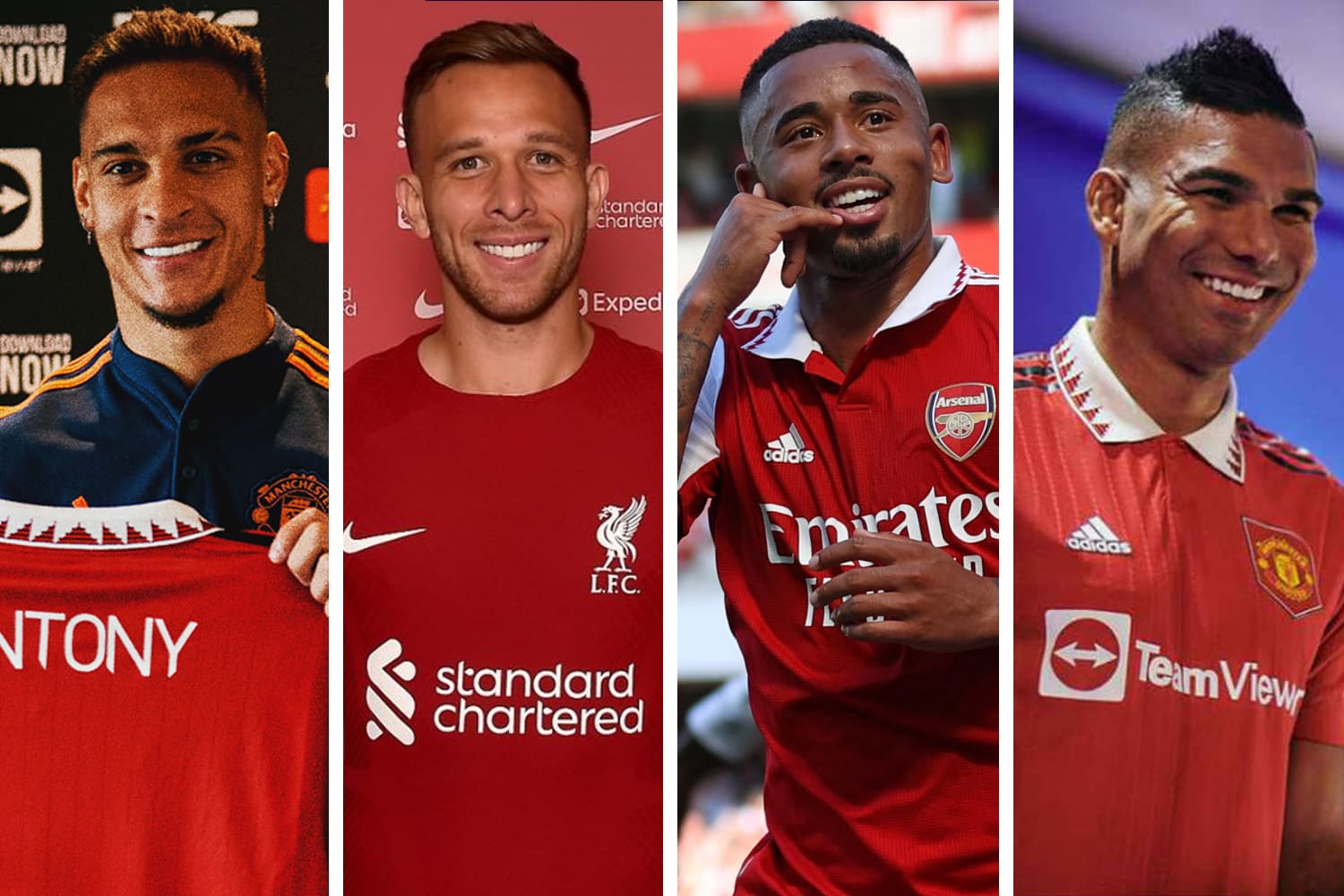 Antony, Arthur, Jesus e Casemiro pelos novos clubes -