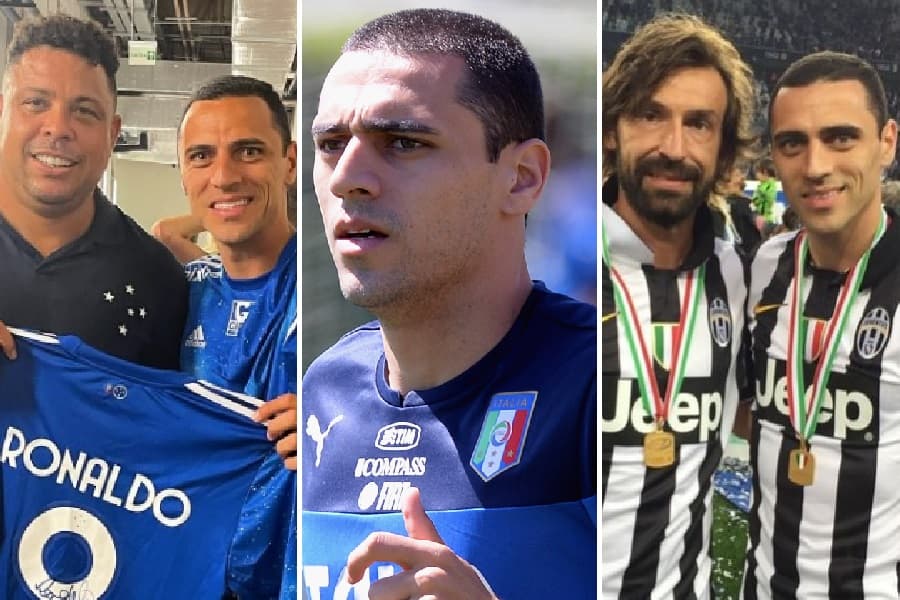 Rômulo com Ronaldo, no Cruzeiro, na seleção italiana, e com Pirlo, na Juventus