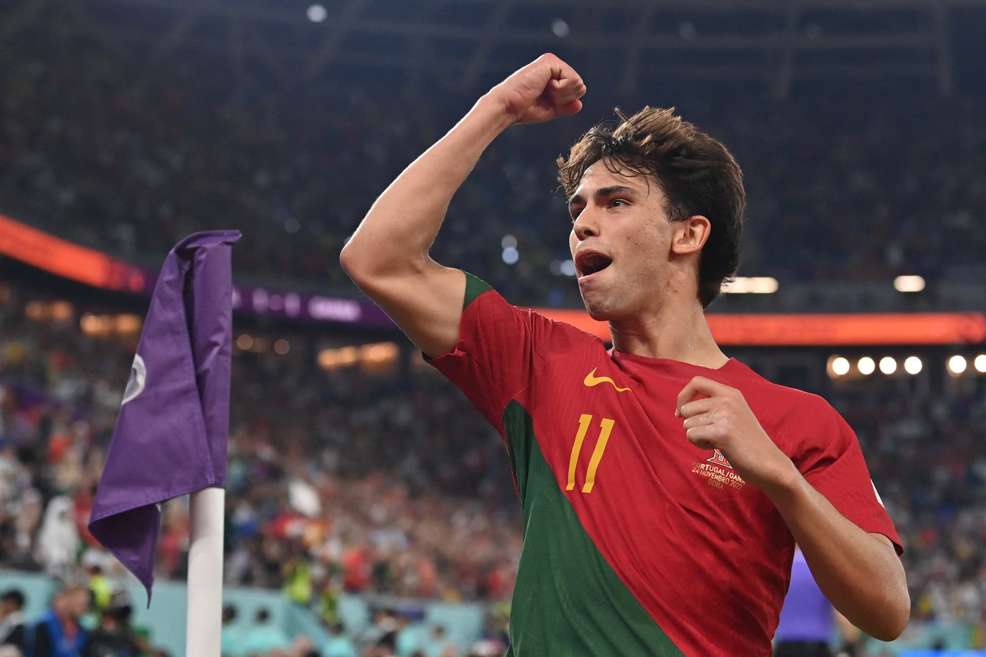 João Félix comemorando seu gol na Copa do Mundo de 2022 - Glyn KIRK / AFP