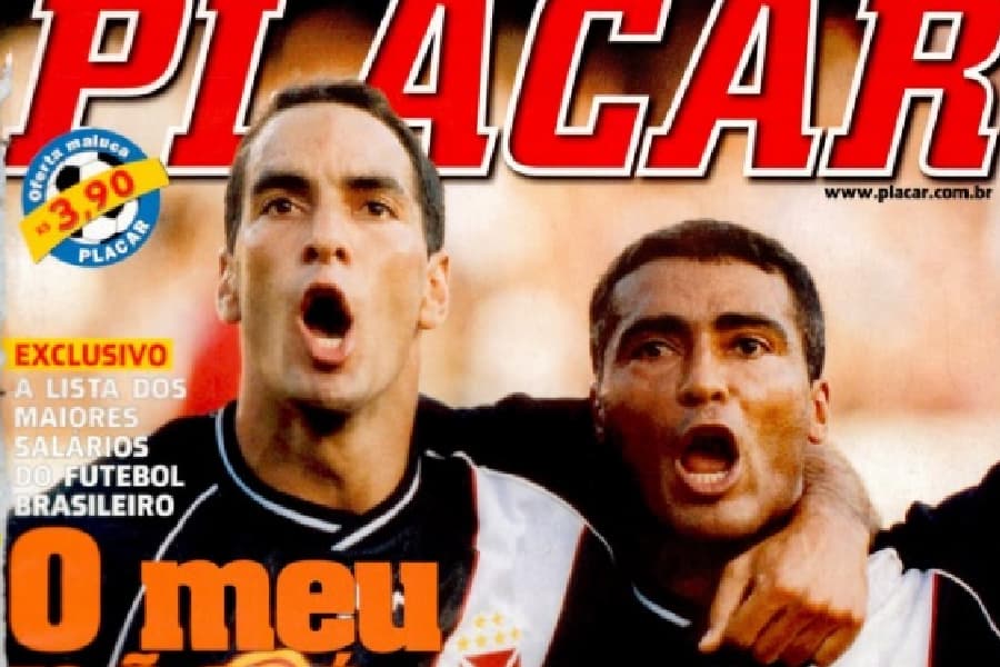 Edmundo e Romário na edição de maio de 2000 de PLACAR