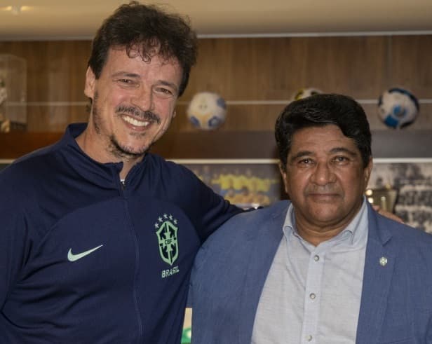 Fernando Diniz e Ednaldo Rodrigues, presidente da CBF - Divulgação