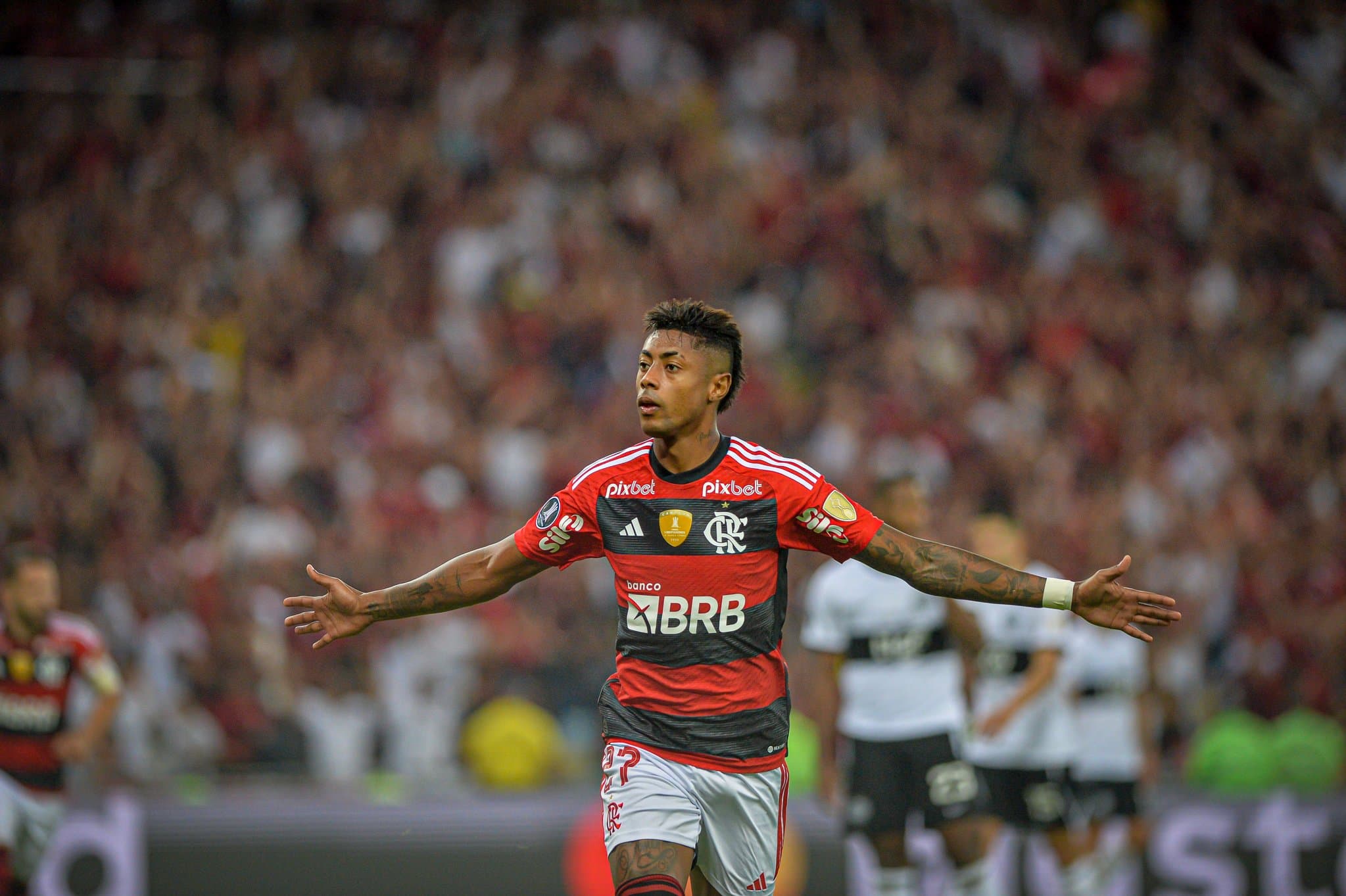 Bruno Henrique comemora gol pelo Flamengo – Divulgação / Conmebol