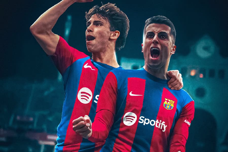 João Félix e João Cancelo: dupla portuguesa acertou com o Barcelona - FC Barcelona/Divulgação