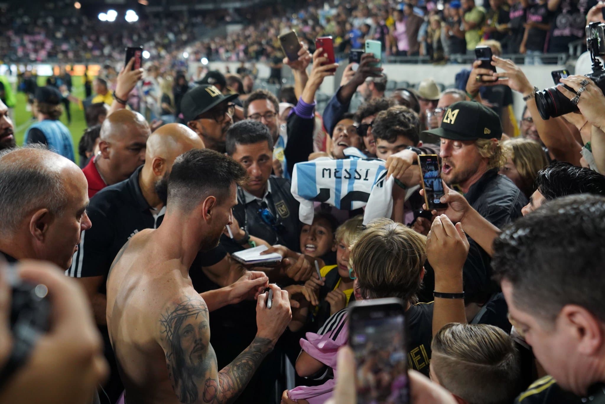 Messi atendeu fãs famosos em jogo em Los Angeles - Divulgação / MLS