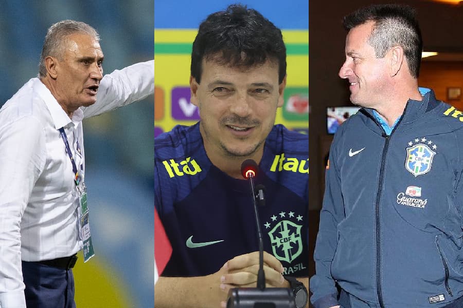 Tite, Diniz e Dunga - montagem sobre CBF/Divulgação