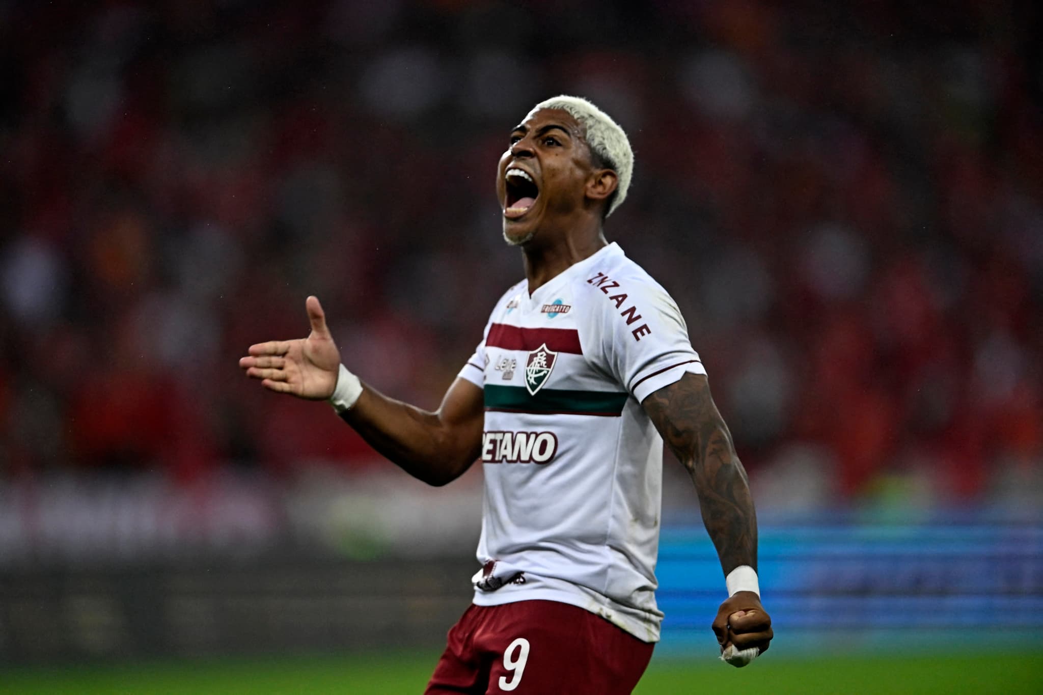 John Kennedy festeja gol de empate do Flu contar o Inter, no Beira-Rio - Divulgação/Conmebol