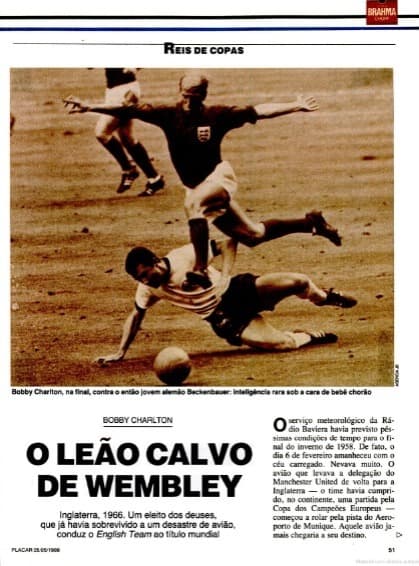 Os 20 anos do título mundial inglês foram lembrados na edição 832, com Bobby Charlton como destaque - Reprodução/PLACAR