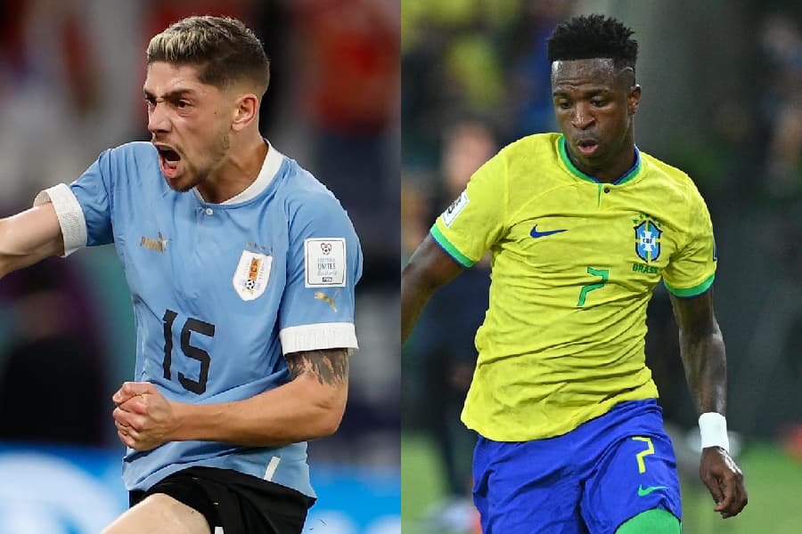 Valverde e Vinicius Jr: jovens estrelas do Real Madrid são atrações de Uruguai x Brasil - Montagem sobre EFE