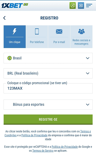 cadastro na 1xbet com o cupom 123MAX