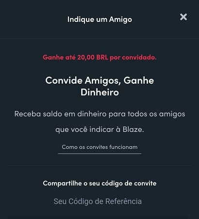 bônus blaze indicação de amigo