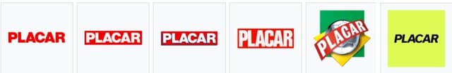 Os diferentes logotipos da revista PLACAR desde 1970