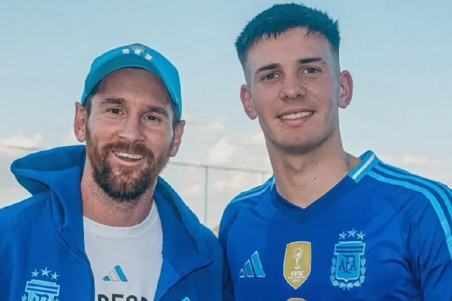 Messi e Mastantuono, em encontro na sede da AFA - Reprodução/Instagram