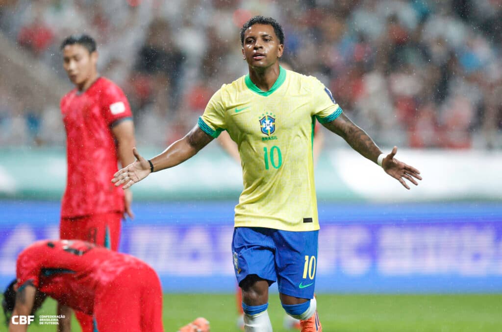 Rodrygo retorna à seleção brasileira com dois gols - Rafael Ribeiro / CBF