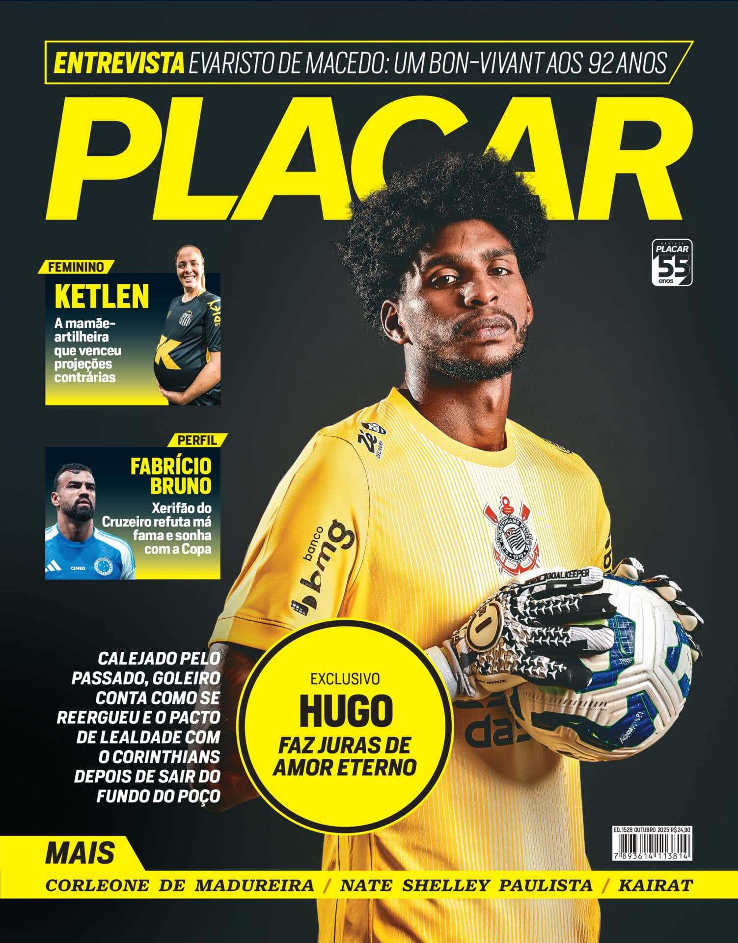 Hugo Souza, capa da edição de outubro de 2025 de Placar - Reprodução/Placar