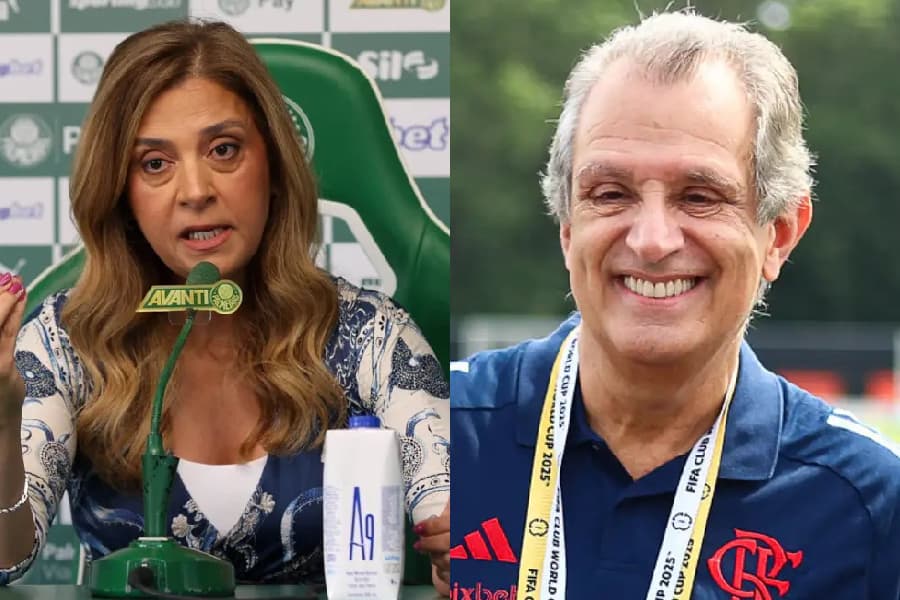 Leila Pereira e Bap vivem guerra fria - César Greco/Palmeiras e Divulgação/Flamengo