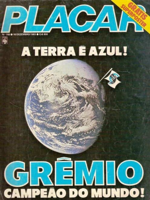 Capa de PLACAR celebra o título mundial do Grêmio em 1983 