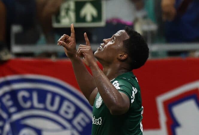 Jhon Arias comemora gol pelo Palmeiras - Divulgação / Palmeiras