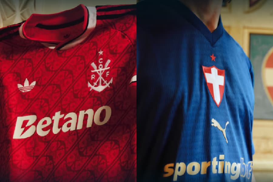 Montagem com as camisas 3 de Flamengo e Palmeiras - Divulgação