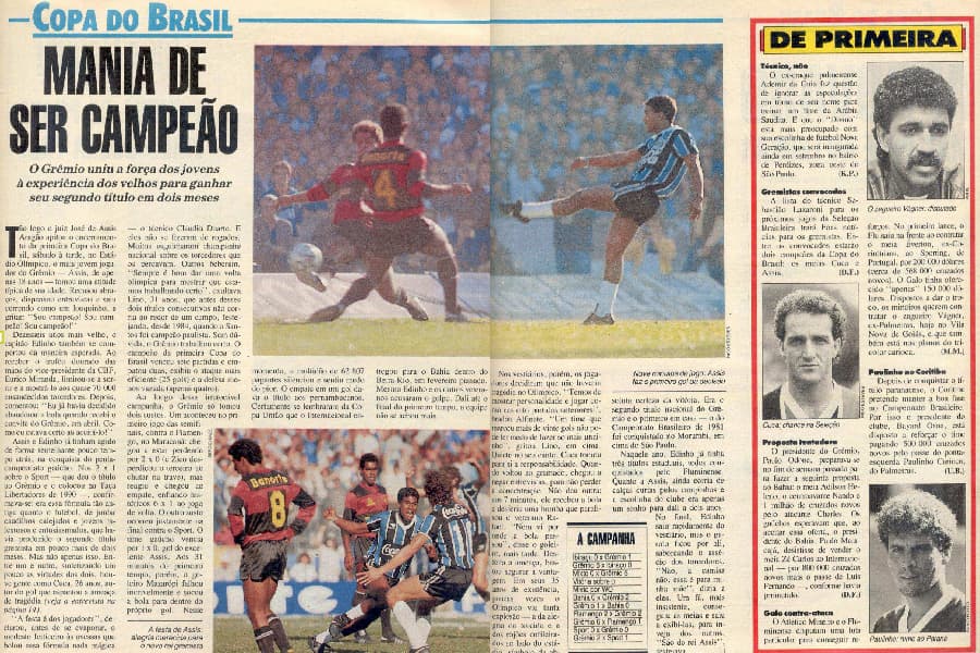 No acervo de PLACAR: há 37 anos, Grêmio conquistou 1ª Copa do Brasil
