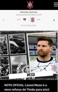 Hacker invadiu site do Corinthians e anunciou contratação de Messi