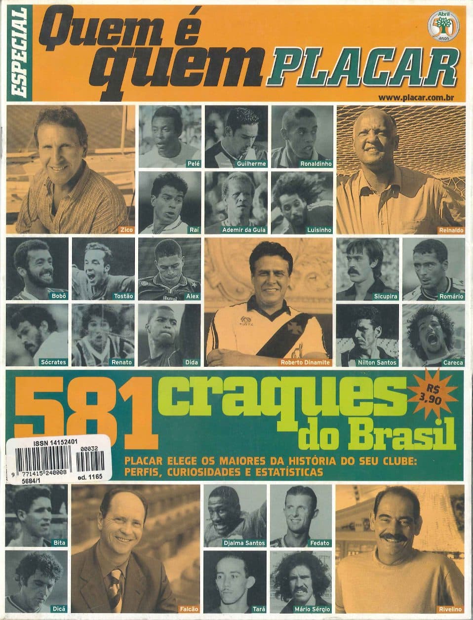 Capa da edição 2000-EDIÇÃO Nº 1165_2000_07 - Placar Especial - 581 craques do Brasil da revista PLACAR