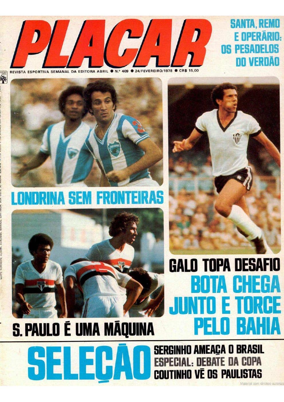 Capa da edição Santa, Remo e Operário: Os Pesadelos do Verdão da revista PLACAR