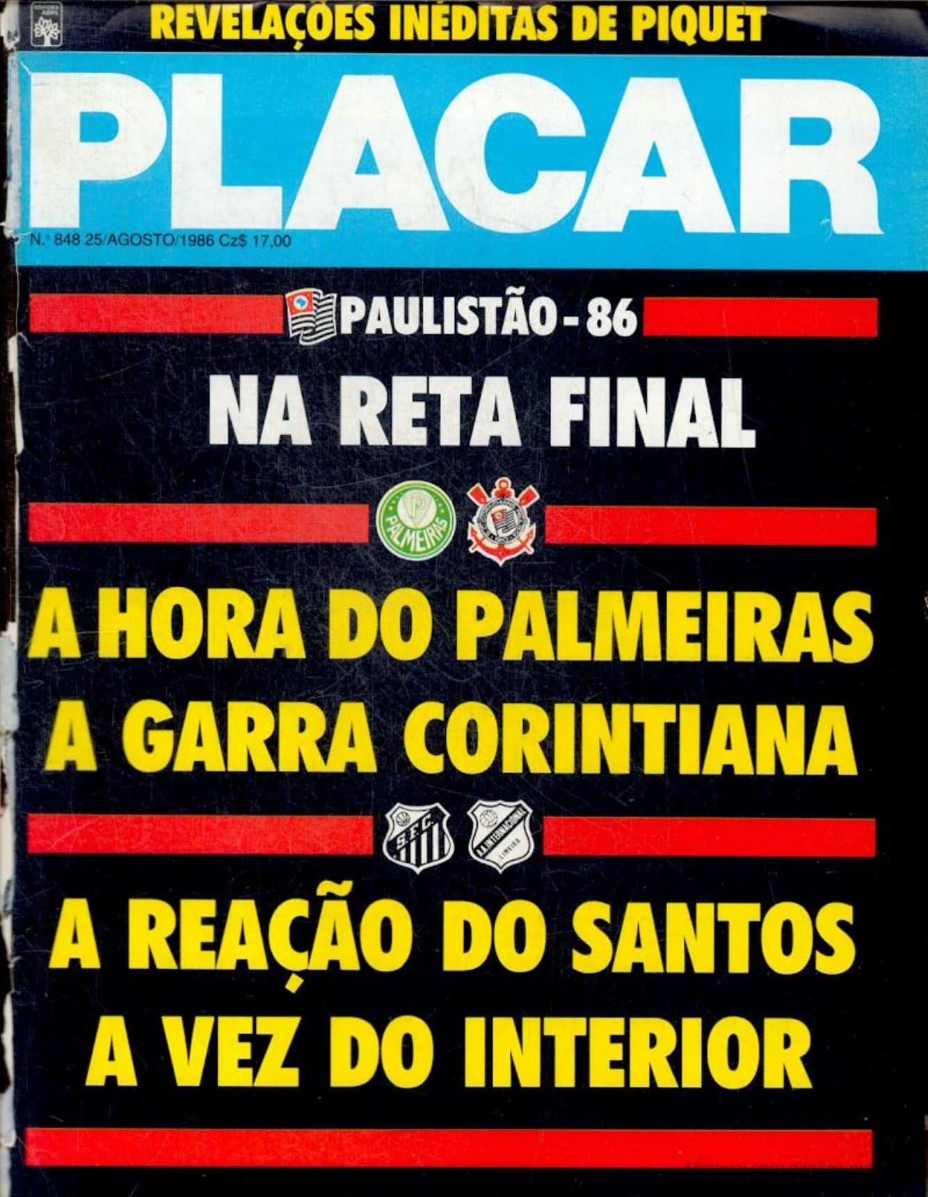 Capa da edição Paulistão-86 na Reta Final da revista PLACAR