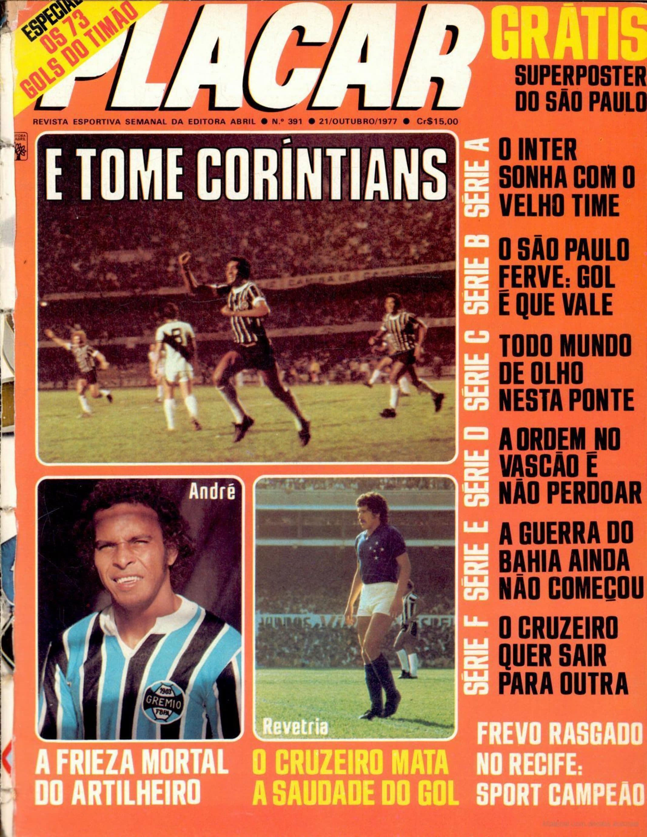 Capa da edição E TOME CORÍNTIANS da revista PLACAR
